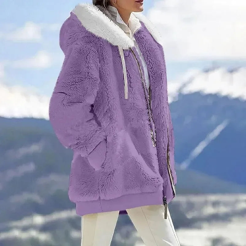 Veste Polaire Oversize à Capuche pour Femme
