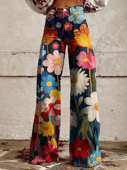 Pantalon Large Imprimé Floral pour Femmes