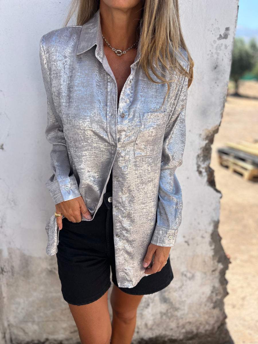 Chemise en daim décontractée à col tailleur pour femmes