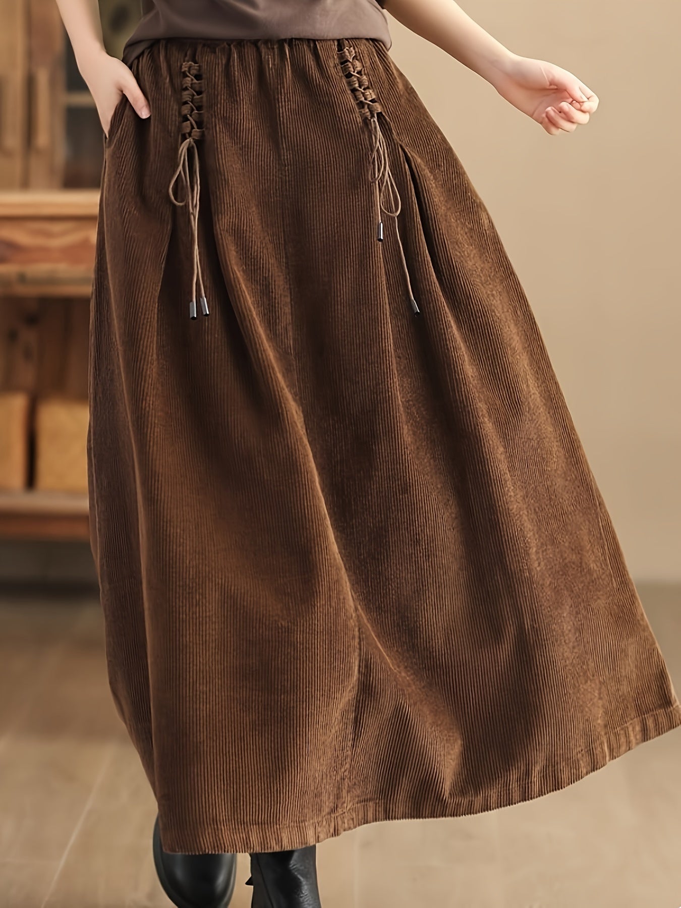 Jupe Maxi Fluide à Lacets pour Femmes - Emilia Lane