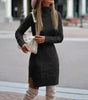 Robe Pull Courte Cintrée à Manches Longues et Col Roulé pour Femme
