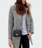 Manteau Long à Motif Pied-de-Poule pour Femme