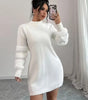 Robe Pull Mini en Maille à Manches Longues et Coupe Ample pour Femme