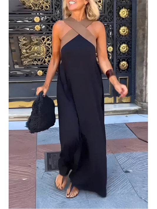 Robe Longue à Bretelles Croisées pour Femmes