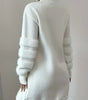 Robe Pull Mini en Maille à Manches Longues et Coupe Ample pour Femme