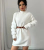 Robe Pull Mini en Maille à Manches Longues et Coupe Ample pour Femme