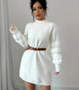 Robe Pull Mini en Maille à Manches Longues et Coupe Ample pour Femme