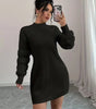 Robe Pull Mini en Maille à Manches Longues et Coupe Ample pour Femme
