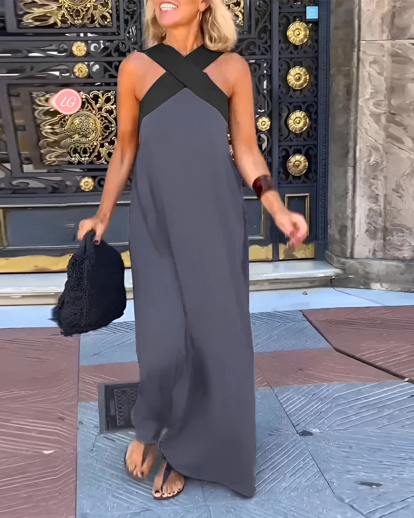 Robe Longue à Bretelles Croisées pour Femmes