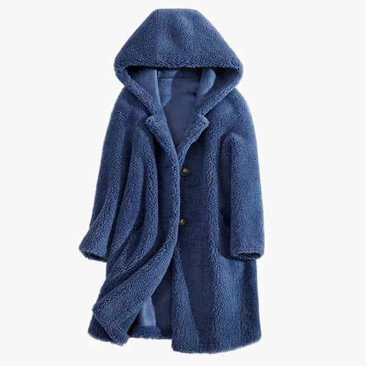Manteau en laine mi - long à capuche pour femme - Emilia Lane