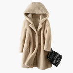 Manteau en laine mi - long à capuche pour femme - Emilia Lane