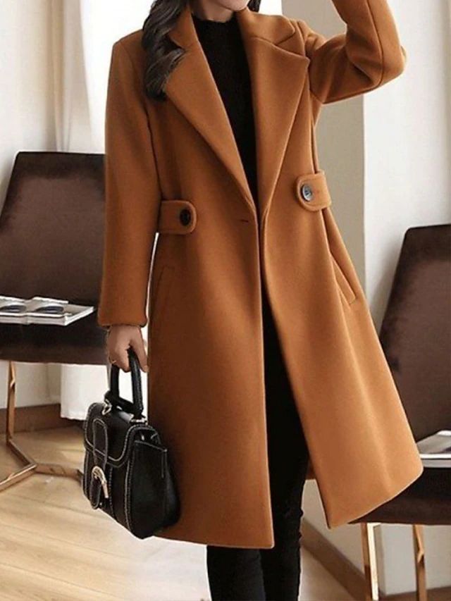 Manteau Long en Laine Mélangée à Double Boutonnage pour Femmes - Emilia Lane