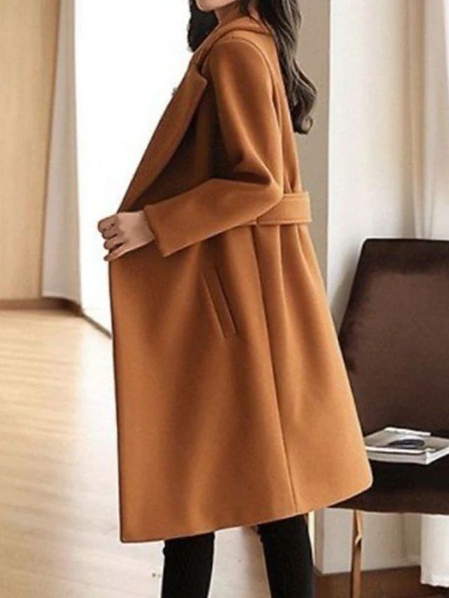 Manteau Long en Laine Mélangée à Double Boutonnage pour Femmes - Emilia Lane
