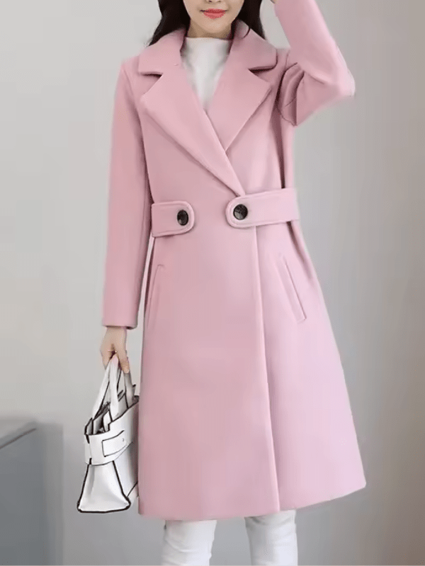 Manteau Long en Laine Mélangée à Double Boutonnage pour Femmes - Emilia Lane