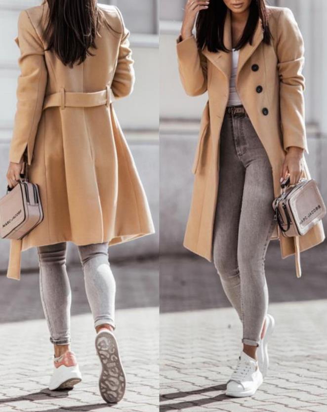 Manteau long femme avec ceinture - Emilia Lane