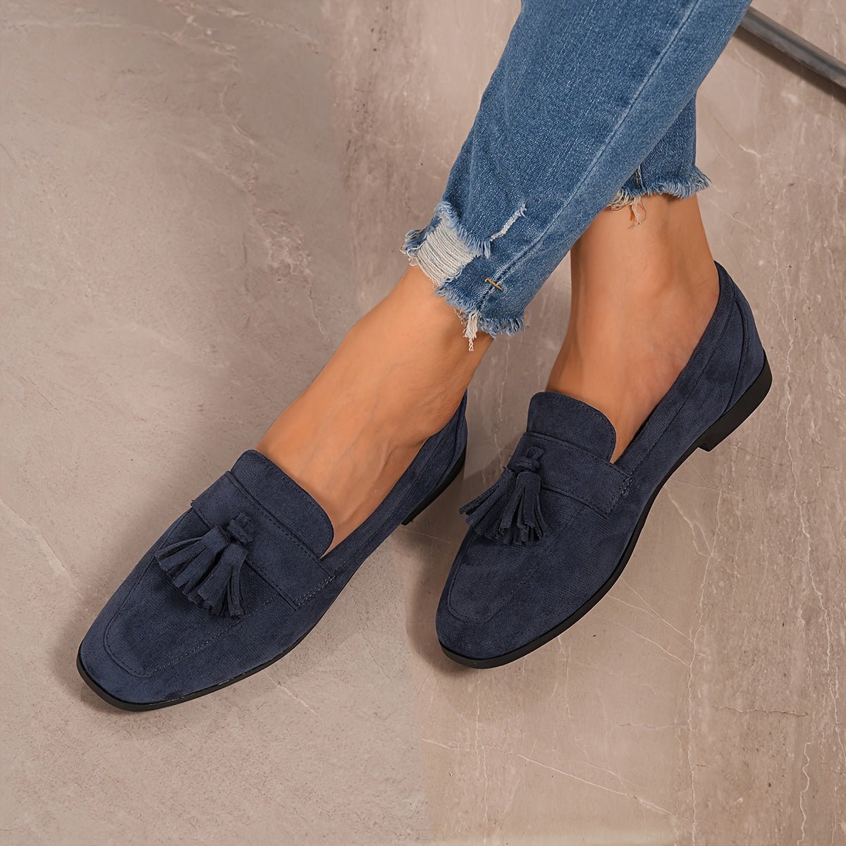 Mocassin à Bout Carré en Daim pour Femmes - Emilia Lane