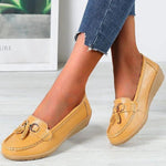 Mocassin Confort en Cuir à Pompon et Boucle Dorée pour Femme - Emilia Lane