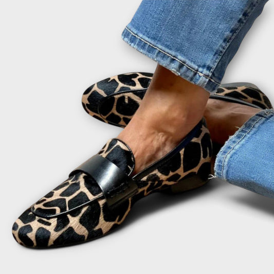 Mocassin Confort en Daim à Imprimé Léopard pour Femme - Emilia Lane