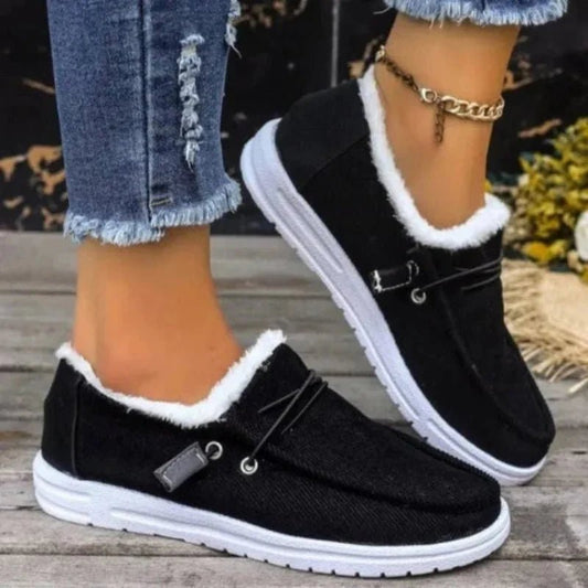 Mocassin Confort Fourré en Toile pour Femme - Emilia Lane