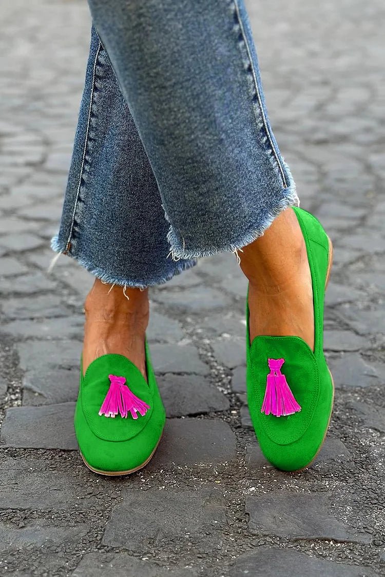 Mocassins à Pompons en Suède pour Femmes - Emilia Lane