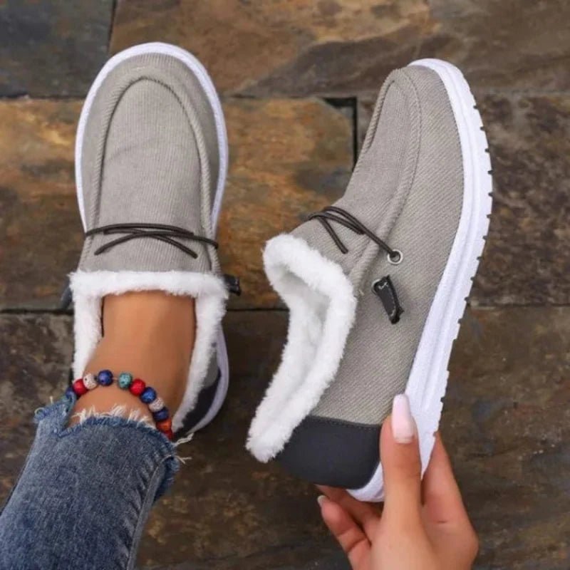 Mocassins en Toile pour Femmes avec Doublure en Fausse Fourrure - Emilia Lane
