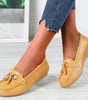 Mocassin Confort en Cuir à Pompon et Boucle Dorée pour Femme
