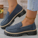 Mocassin Penny Loafer en Similicuir à Semelle Plateforme pour Femme