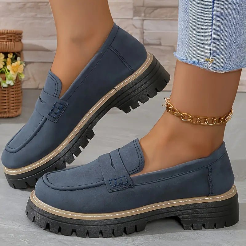 Mocassin Penny Loafer en Similicuir à Semelle Plateforme pour Femme