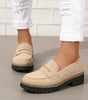 Mocassin Penny Loafer en Similicuir à Semelle Plateforme pour Femme