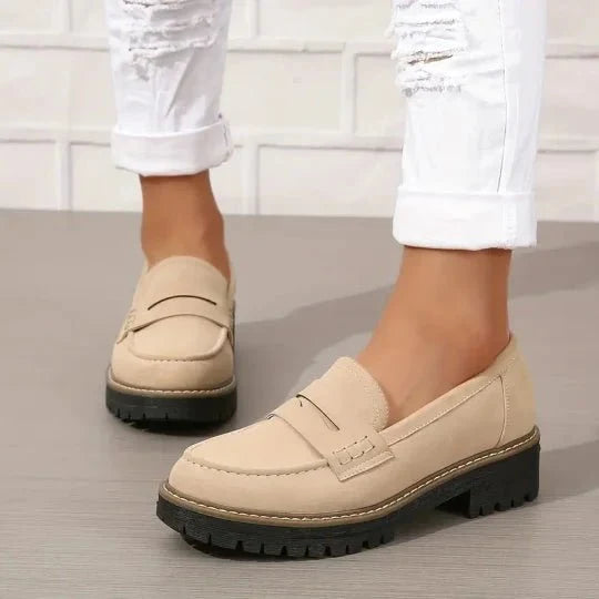 Mocassin Penny Loafer en Similicuir à Semelle Plateforme pour Femme