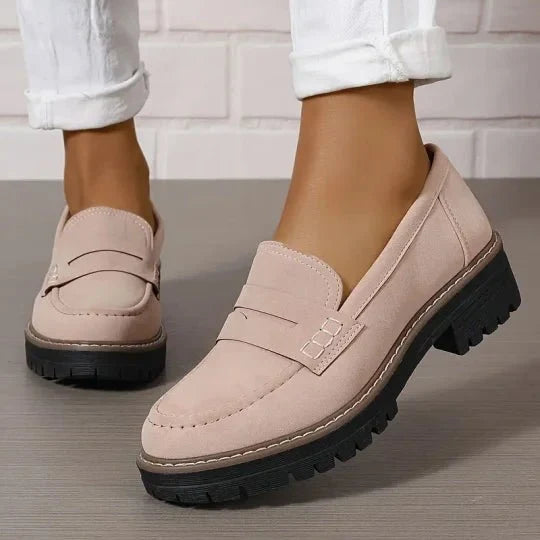 Mocassin Penny Loafer en Similicuir à Semelle Plateforme pour Femme