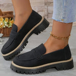 Mocassin Penny Loafer en Similicuir à Semelle Plateforme pour Femme