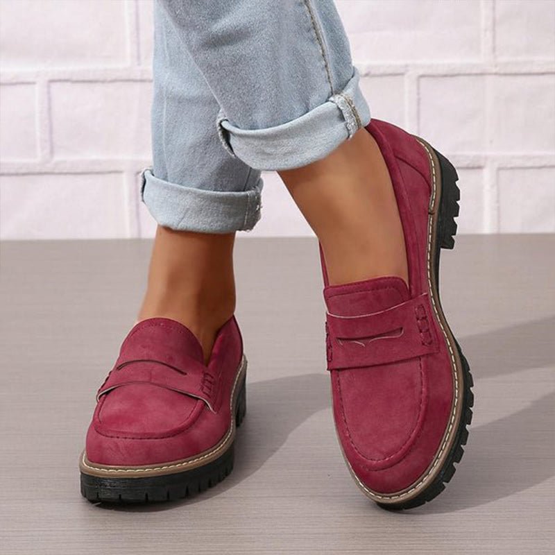 Mocassin Penny Loafer en Similicuir à Semelle Plateforme pour Femme