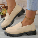 Mocassin Penny Loafer en Similicuir à Semelle Plateforme pour Femme