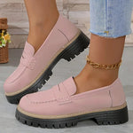 Mocassin Penny Loafer en Similicuir à Semelle Plateforme pour Femme