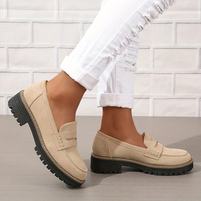 Mocassin Penny Loafer en Similicuir à Semelle Plateforme pour Femme