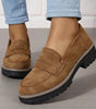 Mocassin Penny Loafer en Similicuir à Semelle Plateforme pour Femme