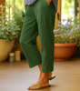 Pantalon droit en coton et lin pour femmes - Emilia Lane
