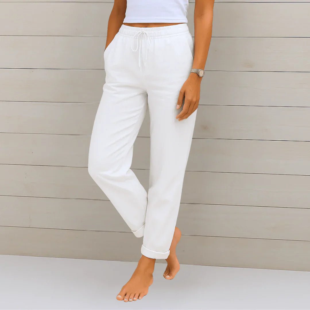 Pantalon large en coton et lin pour femmes - Emilia Lane