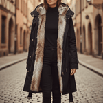 Parka Longue à Capuche et Fausse Fourrure pour Femme