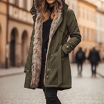 Parka Longue à Capuche et Fausse Fourrure pour Femme