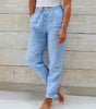 Pantalon Large en Coton et Lin Taille Élastique pour Femmes