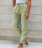 Pantalon Large en Coton et Lin Taille Élastique pour Femmes