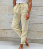 Pantalon Large en Coton et Lin Taille Élastique pour Femmes