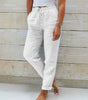 Pantalon Large en Coton et Lin Taille Élastique pour Femmes