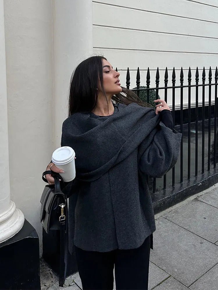 Poncho Asymétrique en Laine pour Femme - Emilia Lane