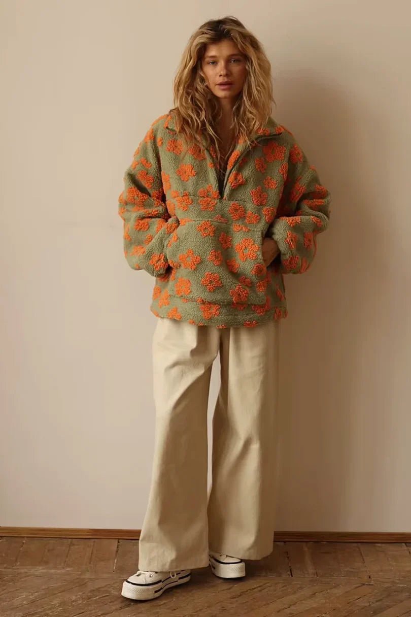 Pull chaud en polaire à motif floral pour femme - Emilia Lane