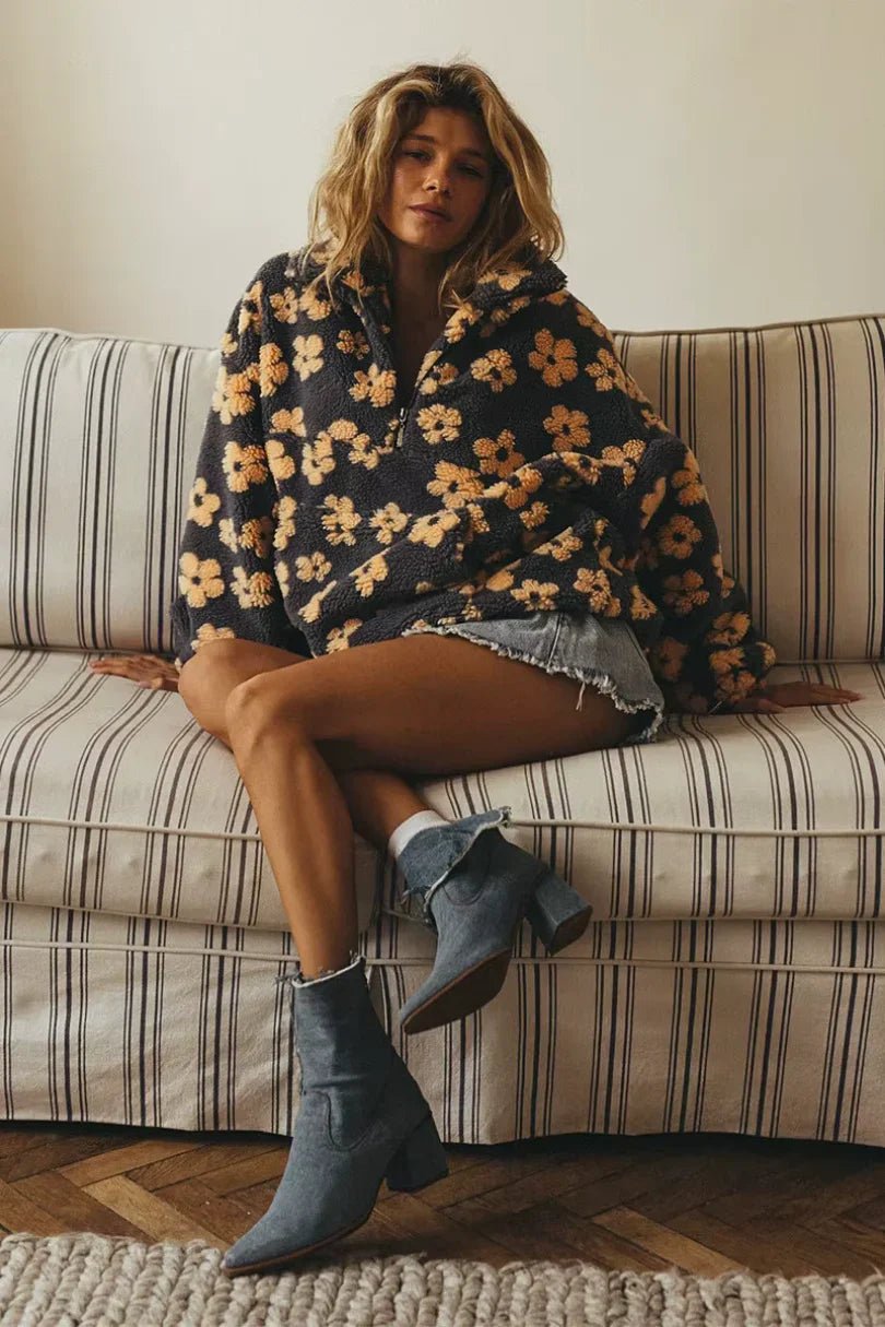 Pull chaud en polaire à motif floral pour femme - Emilia Lane