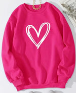 Pull col rond à manches longues avec impression cœur pour Femme - Emilia Lane