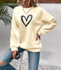 Pull col rond à manches longues avec impression cœur pour Femme - Emilia Lane